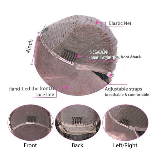 13x4 HD Transparent Lace Frontal Straight Human Hair Wigs 200% Density