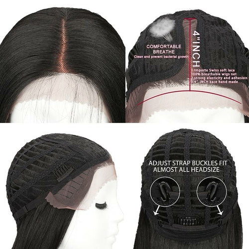 Natural Black 1b# Soft Long Silky Straight Full Lace Wigs with Baby