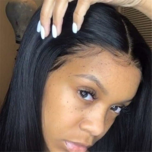 Natural Black 1b# Soft Long Silky Straight Full Lace Wigs with Baby